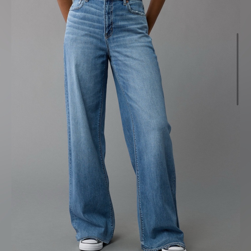 American Eagle Dreamy Drape Stretch High Rise Baggy Wide Leg Jean
